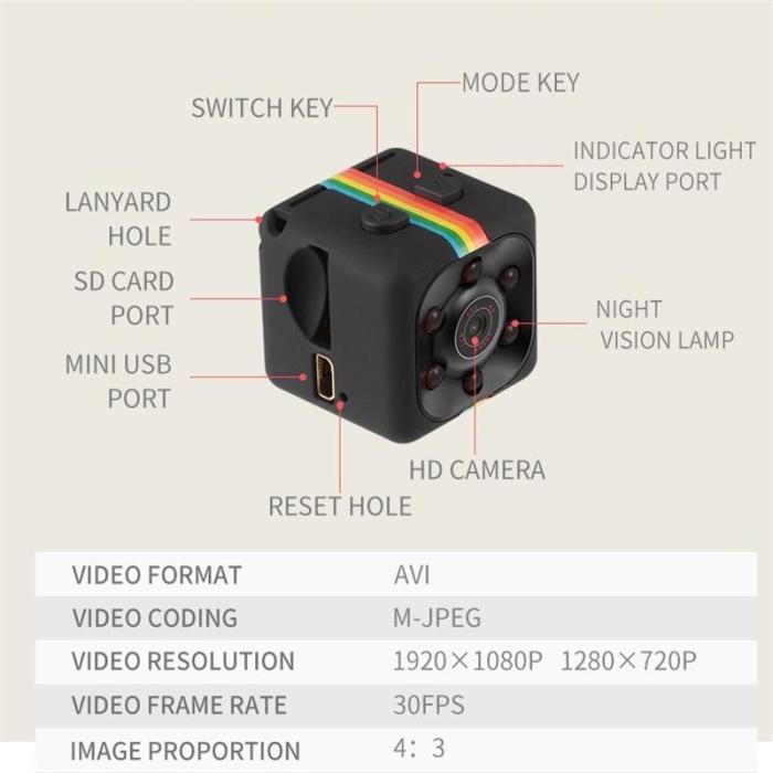 Mini Recording Camera with arm & night shots-full HD 480P - SQ11